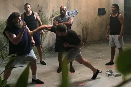 Роналдиньо (справа) на съёмочной площадке фильма «Кикбоксер возвращается» (2018) Роналдиньо в фильме «Кикбоксер возвращается»