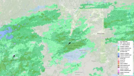 Карта осадков в Москве 28 января 2026 года