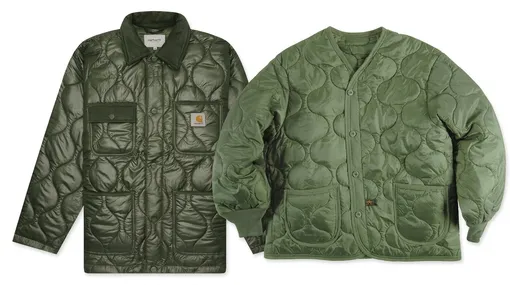 Современная куртка Carhartt (слева) и армейская подстежка M-65 (справа) Современная куртка Carhartt (слева) и армейская подстежка M-65 (справа)