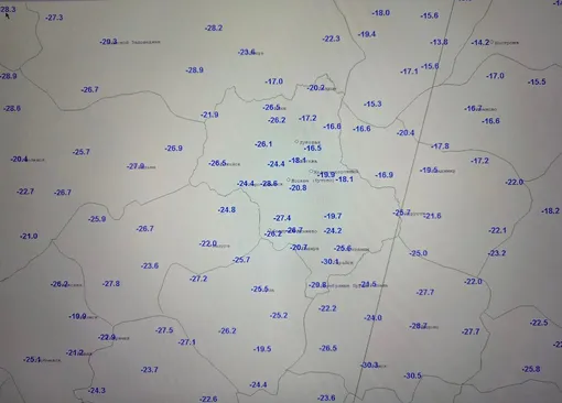 Ночные температуры в Москве и Подмосковье 5 февраля 2026 года