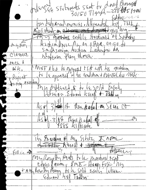 Лист блокнота, найденный в доме Ареты Франклин, который оказался одной из версий её завещания