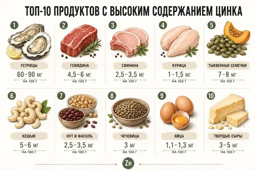 Топ-10 продуктов с высоким содержанием цинка