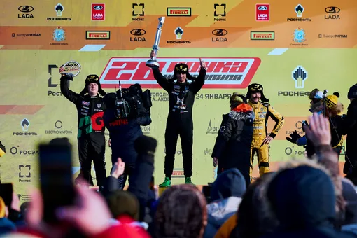 Призеры 28 Гонки Чемпионов: Егор Санин (2 место), Дмитрий Брагин (1 место), Кирилл Ладыгин (3 место)