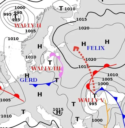 Карта движения циклонов в России и Европе Карта движения циклонов в России и Европе