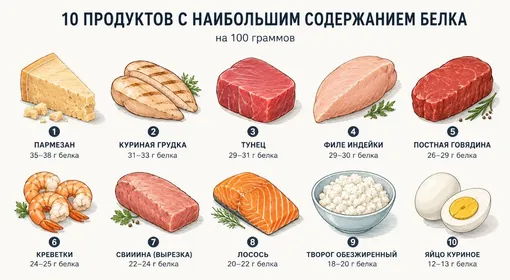 В каких продуктах больше всего протеина В каких продуктах больше всего протеина