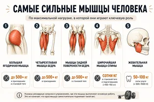 Топ-5 самых сильных мышц человека: инфографика Топ-5 самых сильных мышц человека: инфографика