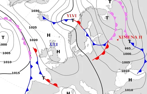 Карта циклонов в европейской части России 24 апреля 2026