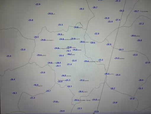 Минимальные температуры в Московской области 18 февраля