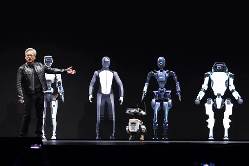 Генеральный директор Nvidia Дженсен Хуанг выступает на конференции, посвященной ИИ-разработкам компании Генеральный директор Nvidia Дженсен Хуанг выступает на конференции, посвященной ИИ-разработкам компании