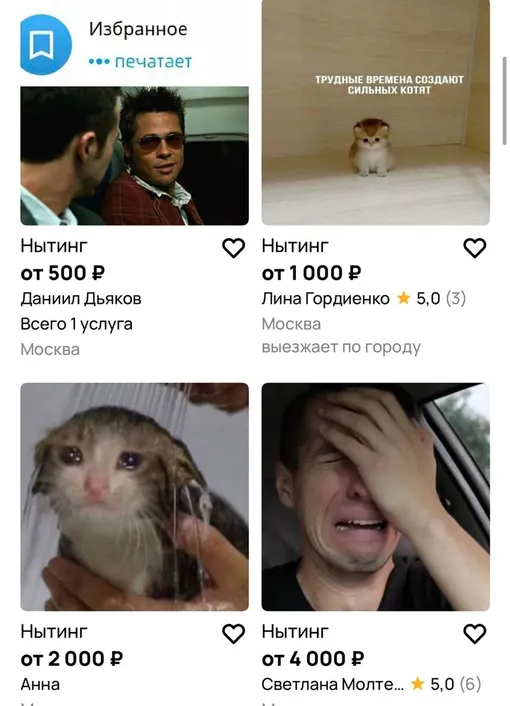 Цены на услуги «нытинга» в сети самые разные