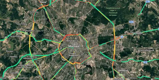 Загруженность дорог в Москве утром 12 февраля 2026 года