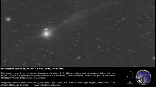Новое изображение межзвездной кометы 3I/ATLAS, сделанное 11 ноября Новое изображение межзвездной кометы 3I/ATLAS, сделанное 11 ноября