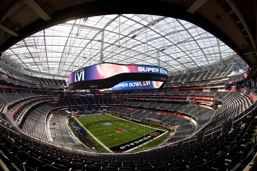 Стадион SoFi Stadium в Лос-Анджелесе, США Стадион SoFi Stadium в Лос-Анджелесе, США