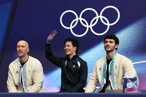 Бенуа Ришо, французский фигурист Адам Сяо Хим Фа и его тренер Седрик Тур Бенуа Ришо, французский фигурист Адам Сяо Хим Фа и его тренер Седрик Тур