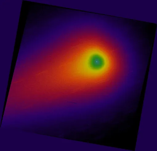 Изображение яркости кометы 3I/ATLAS, полученное 14 января 2026 года на основе шести 170-секундных экспозиций камеры WFC3 UVIS (F350LP) космического телескопа Хаббл