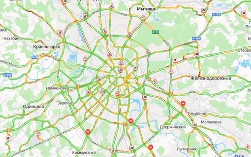 Загруженность дорог в Москве утром 13 февраля 2026