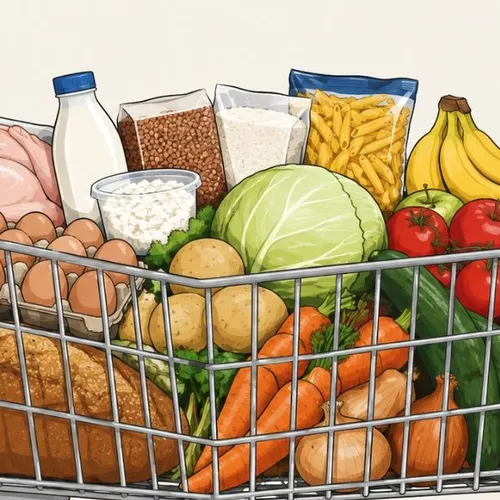 Угадайте чек: сколько стоит эта тележка продуктов?