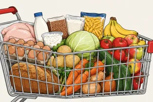 Угадайте чек: сколько стоит эта тележка продуктов? Угадайте чек: сколько стоит эта тележка продуктов?