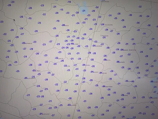 Минимальные температуры в Центральной России в ночь на 4 февраля 2026